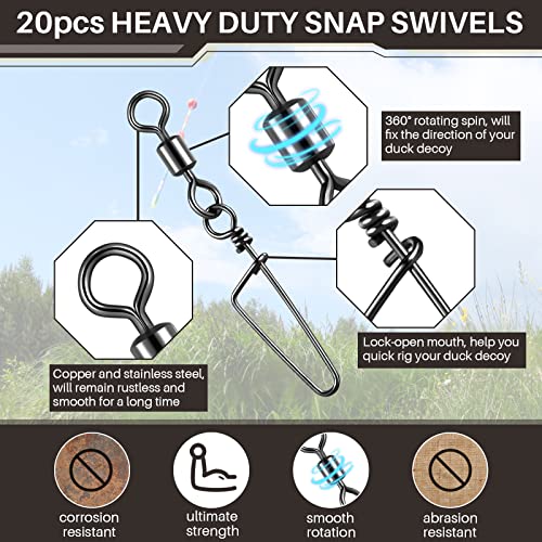 Hotop Decoy Crimp Swivel Snap Set for Duck Decoys – Black, 80 Pieces