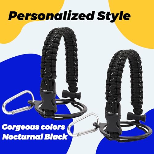 Cap Strap for 32 oz Wide Mouth Bottles - Durable Nocturnal Black