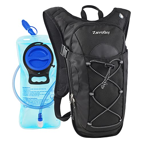 Hydration Backpack with 2L Bladder - Lightweight Black Pack