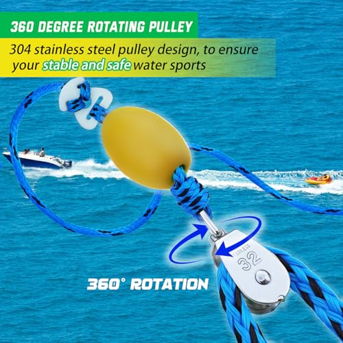 Heavy-Duty Boat Tow Harness with Pulley - Blue & Black