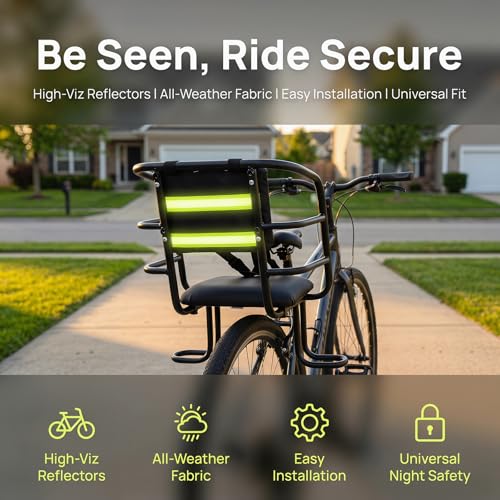 Rear Child Bike Seat with Foot Pedals & Handrail - Black