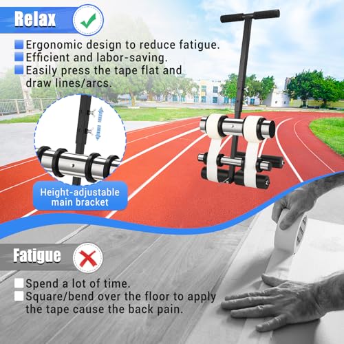 Adjustable Basketball Court Line Tape Applicator - Silver+Black