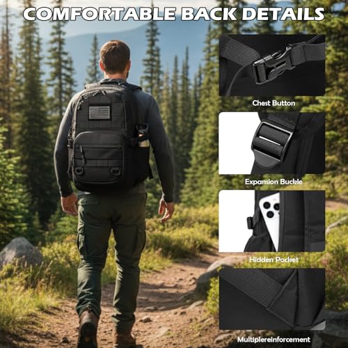 PRYXON 25L Military Tactical Backpack Molle Daypack Black – 3 Day Assault Pack