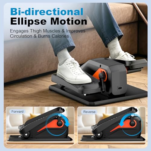 Under Desk Elliptical Machine - Portable Electric Pedal Exerciser, Black