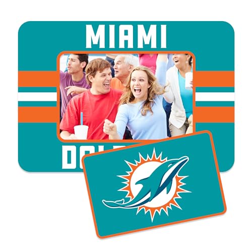 NFL Football Stripes Magnetic Picture Frame & Magnet Set - Miami Dolphins