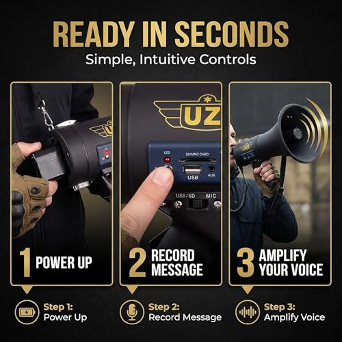 50W Bluetooth Megaphone with Siren - Professional Bullhorn Megaphone