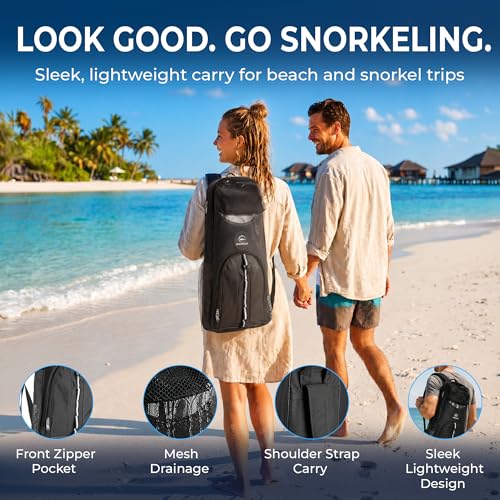 Phantom Aquatics Rapido Deluxe Snorkeling Gear Bag (Black) – Mask, Fins & Snorkel Carry Bag