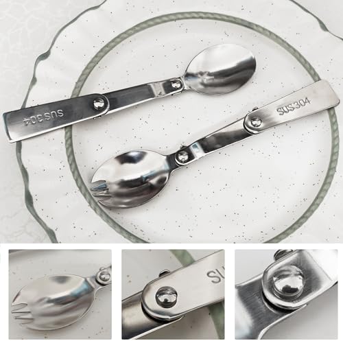Foldable Stainless Steel Spoon and Fork Set - Portable for Food Jars
