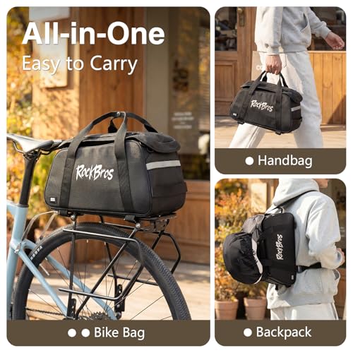 ROCKBROS 12L Bicycle Rear Rack Bag with Reflective Strips & Quick Install