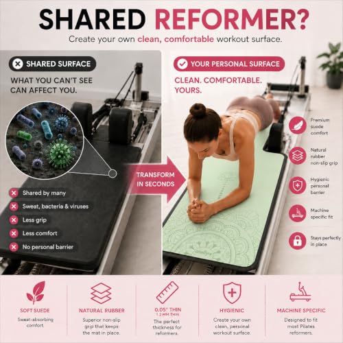 Pilates Reformer Mat with Grip Socks & Carry Bag - Mint Green