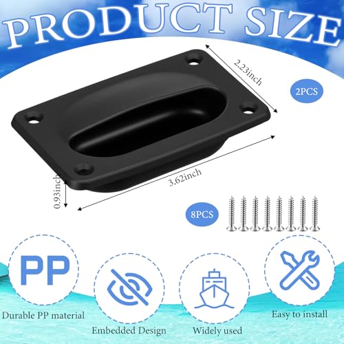 BBTO 2 Pcs Marine Hatch Handle Black Recessed Boat Accessory with Screws