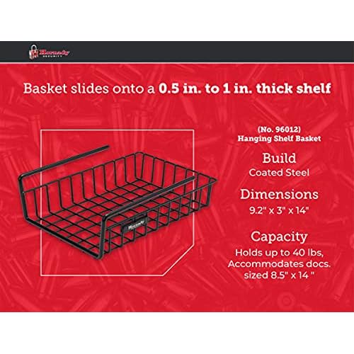 Hornady Hanging Shelf Document Basket, 96012 - Coated Wire Basket Maximizes Storage for Documents, Gun Accessories, & Ammo - Easy Access Under Shelf Storage for Gun Safes - Holds Up to 40 Pounds