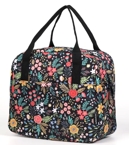 Insulated Floral Lunch Box for Women - Portable Lunch Tote
