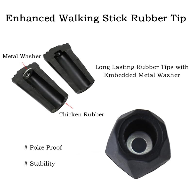 6pcs Rubber Tips for Walking Sticks - Shock Absorption, 11mm