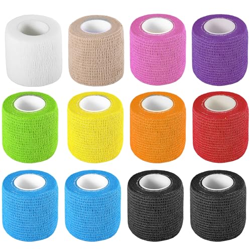 Self-Adhesive Bandage Wrap - 12 Pack, 2 Inch x 5 Yards, Colorful