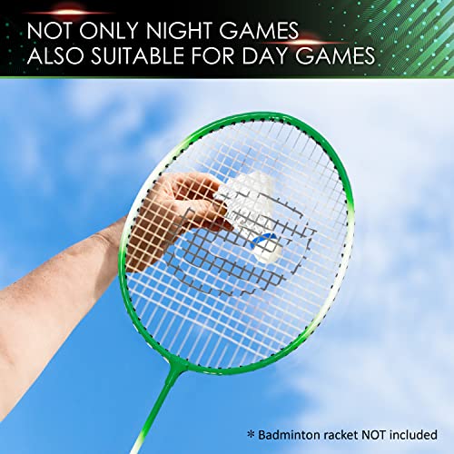 LED Badminton Shuttlecocks - Durable Nylon Glow-in-the-Dark Birdies, 4 Pack
