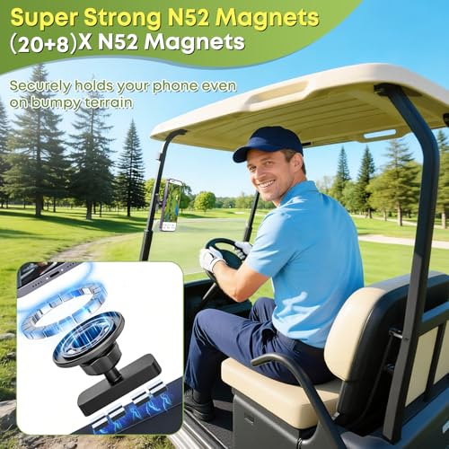 Magnetic Golf Cart Phone Holder - Fits MagSafe iPhone 12-17 & More