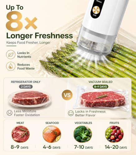 Handheld Vacuum Sealer for Food, Compact Cordless Sealer, 30 Reusable