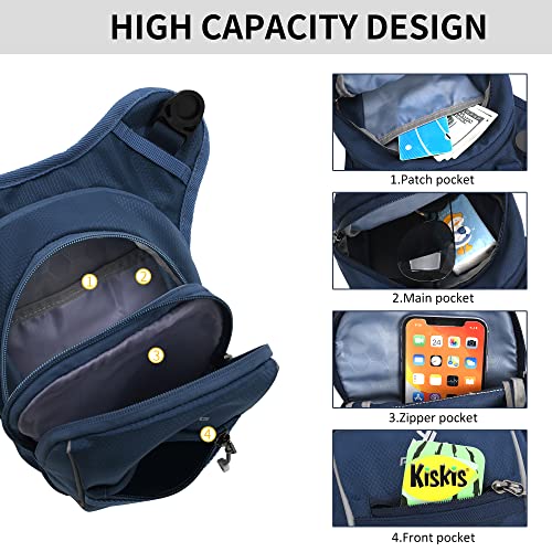 Peicees Dark Blue Motorcycle Leg Bag for Men & Women, Expandable Thigh Bag