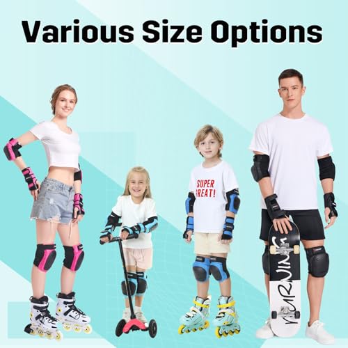 Knee Pads, Elbow Pads & Wrist Guards Set - Black, Medium