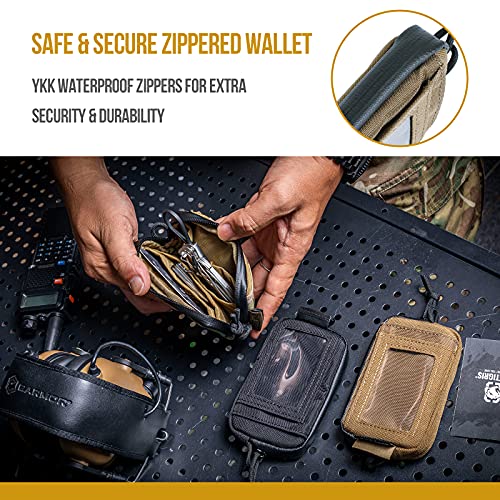 ONETIGRIS Small Coyote Brown Front Pocket Wallet with ID Window & Zipper Coin Pouch