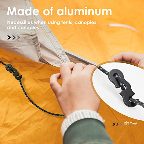 10-Piece Aluminum Guyline Cord Adjusters - Lightweight Tent Tensioners