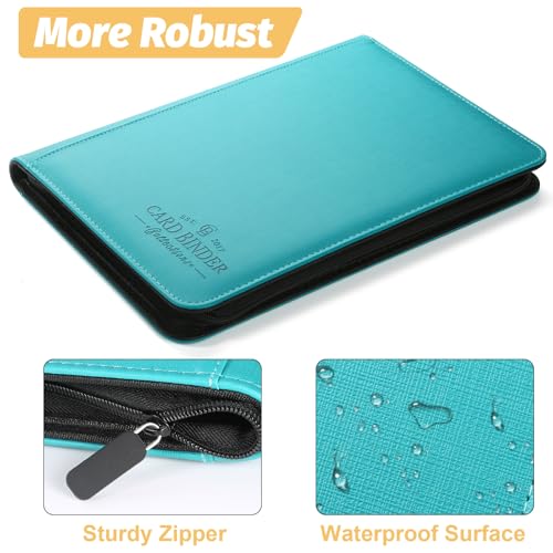 Foalgo Blue 9-Pocket Card Binder - Holds 540 Trading Cards, Zip Closure, Collector Album