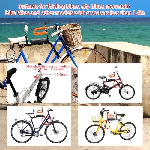 Child Bike Seat - Portable Foldable Front Mounted Seat for Kids 1-3 Years - Orange