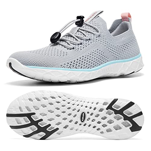 KOLILI Women's Water Shoes - Aqua Gray, Arch Support, Ideal for Water Sports & Travel