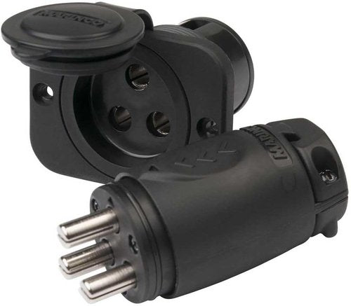 Marinco Trolling Motor Plug & Receptacle Kit - 70 Amp DC Electrical Connector, Black, 12/24/36/48V