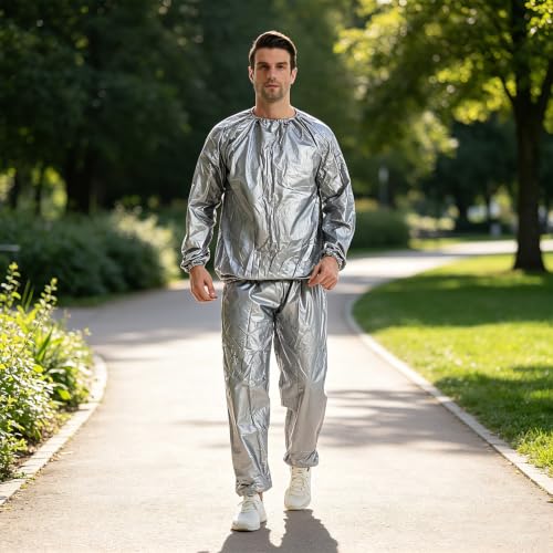 Sauna Sweat Suit for Weight Loss - Silver, Medium