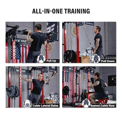 F22 Power Rack - 1600lbs All-in-One Squat Rack with Dual Pulley - Black
