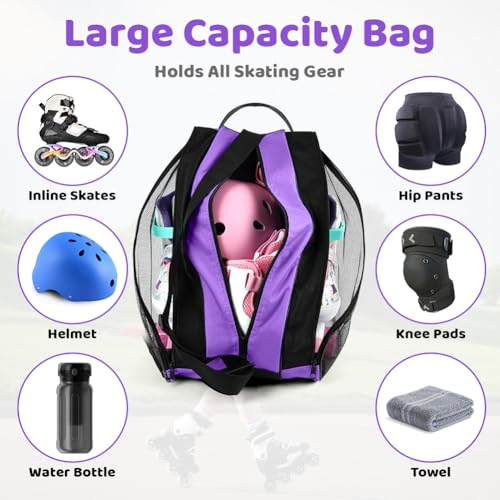 Breathable Ice Skate Bag with Adjustable Strap - Purple