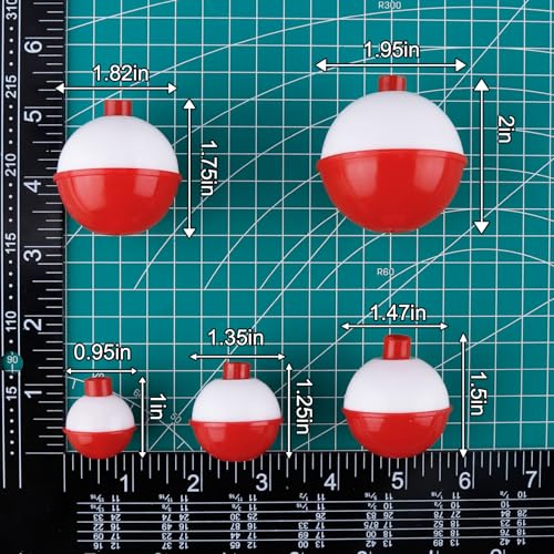 Fishing Bobbers 20 Pack - Snap On Floats 1.0 Inch Green/Chartreuse