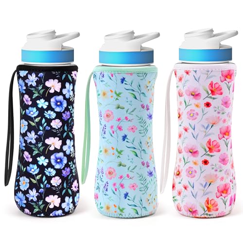Flower Pattern Water Bottle Sleeve for Cirkul 22 oz - 3 Pack Insulated Cover by 2ooya