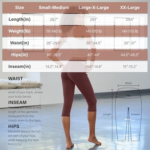 Women's High Waisted Capri Leggings - Buttery Soft, Tummy Control, 2 Pockets - Large-X-Large, 3 Pack Black