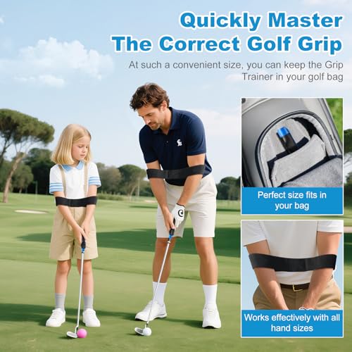 Golf Grip Trainer with Swing Band - Ergonomic Training Aid