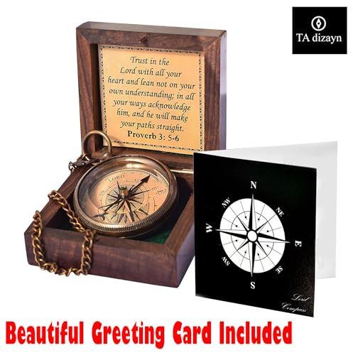 Trust in The Lord Compass - Proverbs 3:5-6 Engraved Gift with Box