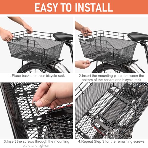 Large Rear Bike Basket with Waterproof Cover & Cargo Net