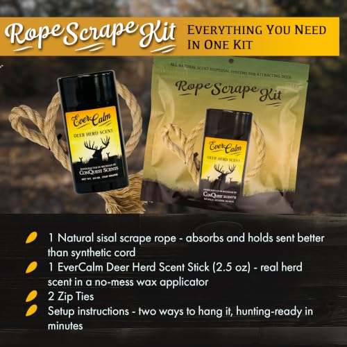 Conquest Scents EverCalm Deer Herd Scent Kit with Rope Scrape, 2.5 oz