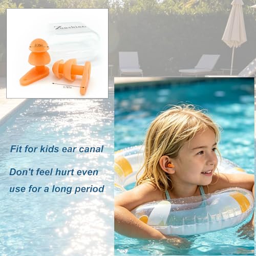Kids Waterproof Swimming Earplugs - 6 Sets with Cases