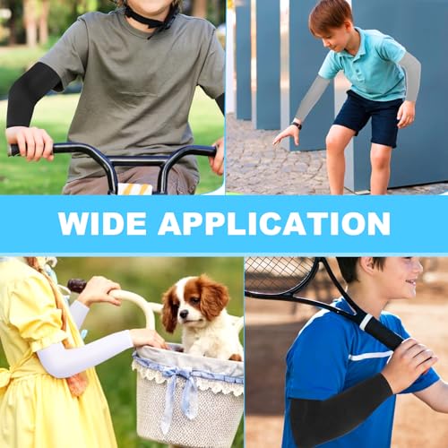 Kids Arm Sleeves - 3 Pairs, UV Protection, Non-Slip, for Sports