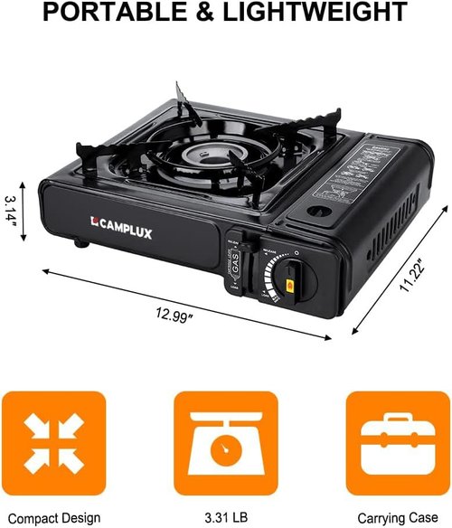 Camplux Dual Fuel Portable Camping Stove - Propane & Butane with Carrying Case | CSA Certified