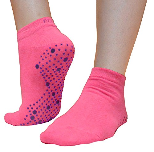 Anti-Slip Grip Socks for Yoga, Dance, Martial Arts - Pink/Purple, Size 8-10