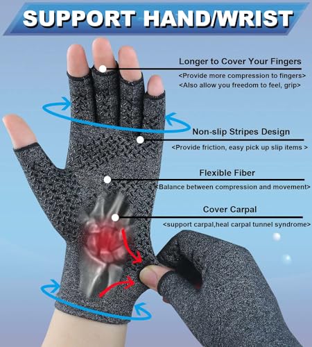 Kecartu Medium Pink and Purple Compression Gloves for Arthritis Support, 2 Pairs