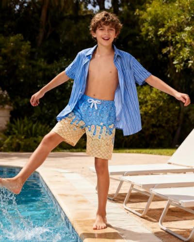 Westwolf Boys Swim Trunks with Compression Liner Bathing Suit 6-18 Years, 8-9 Years A1 Blue Yellow Blue