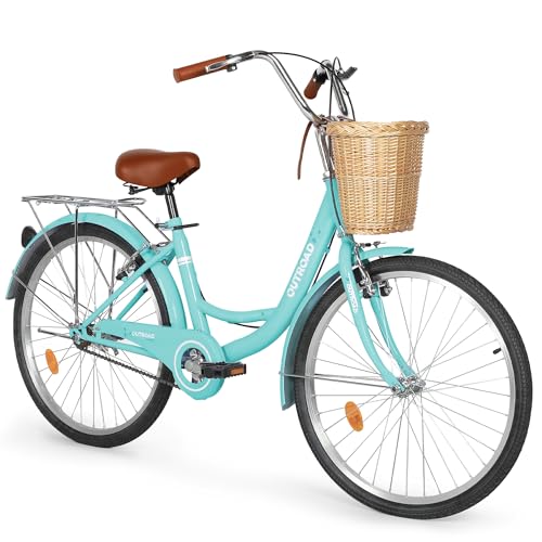 24 Inch Green Beach Cruiser Bike - High Carbon Steel Frame
