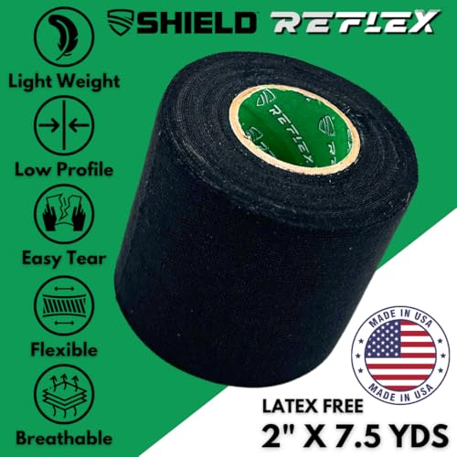 Shield Black 2 Inch Spatting Tape – Athletic Ankle & Joint Support, Tear by Hand, Flexible, Breathable, 6 Pack