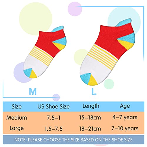 Comfoex Boys Socks 4-10 Years, 6 Pairs Half Cushioned Short Ankle, Multicolor 7-10 yrs variation