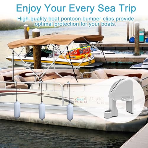 Cendasun Silver 6 Pack Pontoon Boat Fender Clips - Square Rail Docking Hangers